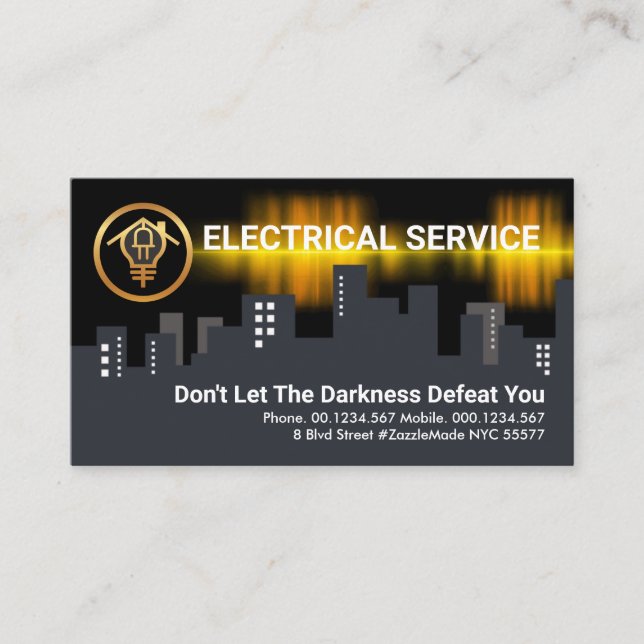 Electric Wave Powers Building Silhouette Business Card (Front)