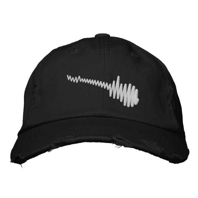 Electric White Waveform Guitar Sound Embroidered Hat (Front)