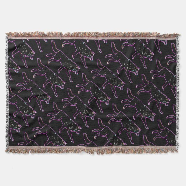 Electric Wolf Throw Blanket (Front)