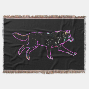Electric Wolf Throw Blanket