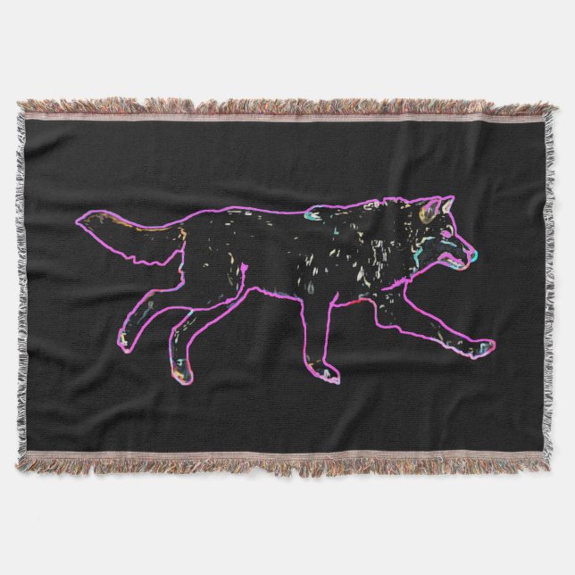 Electric Wolf Throw Blanket (Front)
