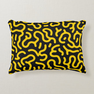 Electric Yellow Reaction Diffusion Abstract Cyberp Accent Pillow