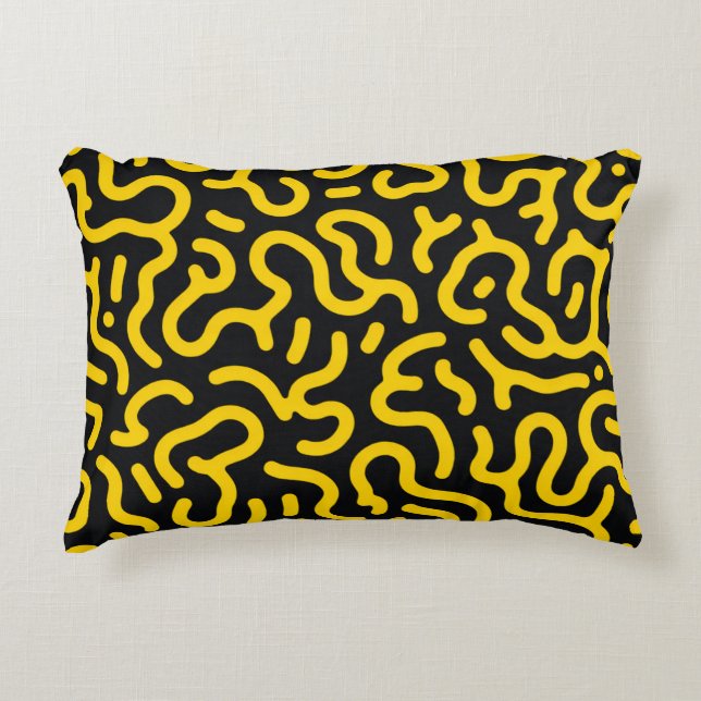 Electric Yellow Reaction Diffusion Abstract Cyberp Accent Pillow (Front)
