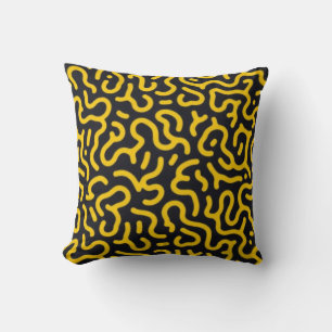 Electric Yellow Reaction Diffusion Abstract Cyberp Throw Pillow