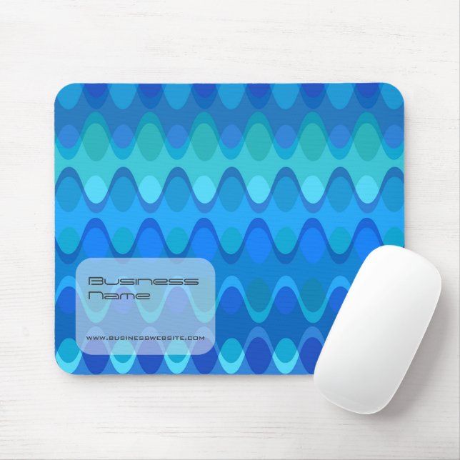 Electric Zig Zag Blue Waves Mod Abstract Pattern Mouse Pad (With Mouse)