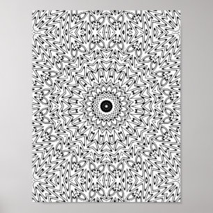 Electric Zigzag Heartburst Kaleidoscope Mandala Poster