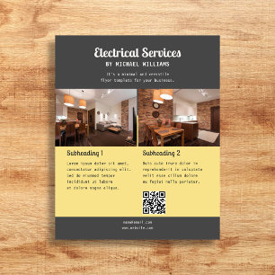 Electrical Business Retro Script Photo Yellow Flyer