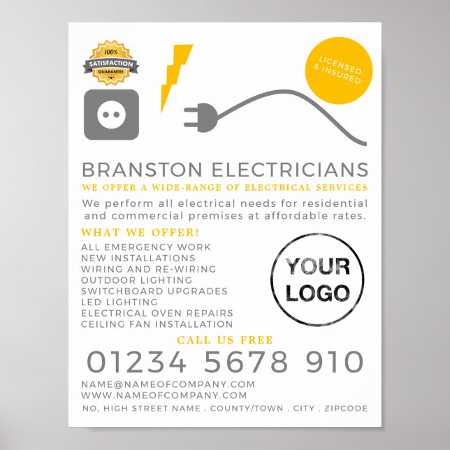Electrical Cable, Electrician Advertising Poster (Front)