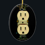 Electrical contractor outlet electricians business ceramic ornament<br><div class="desc">Image titled:  Receptive
 
 Beautiful fun distinctive electrical outlet image.  Fine art photography for discerning electricians and electrical businesses.</div>