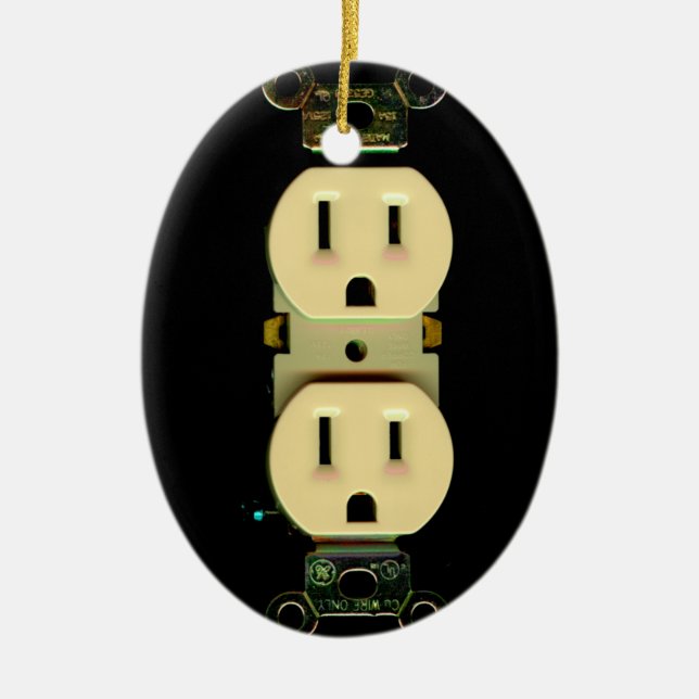 Electrical contractor outlet electricians business ceramic ornament (Front)