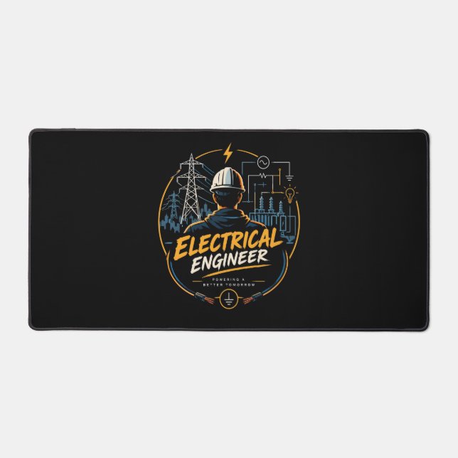 Electrical Engineer Powering A Better Tomorrow Desk Mat (Front)