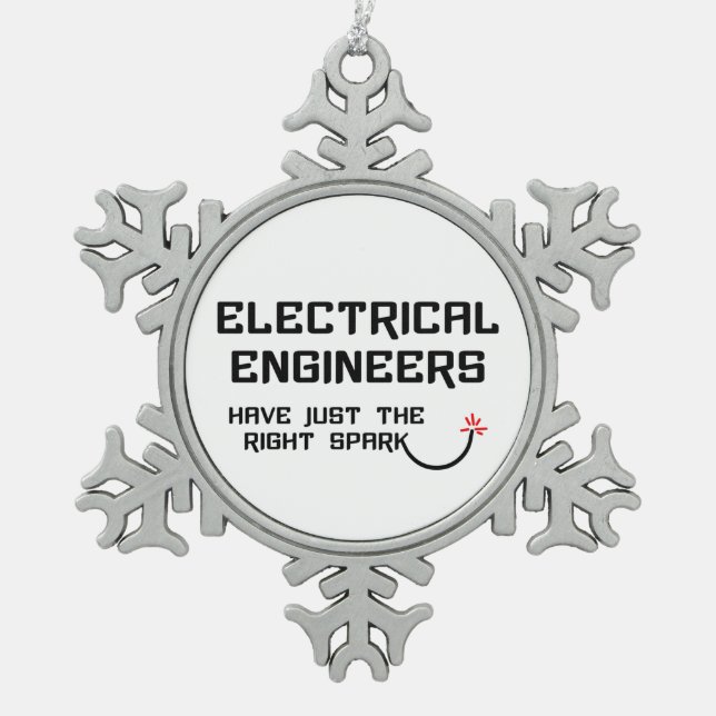 Electrical Engineer Right Spark Snowflake Pewter Christmas Ornament (Front)