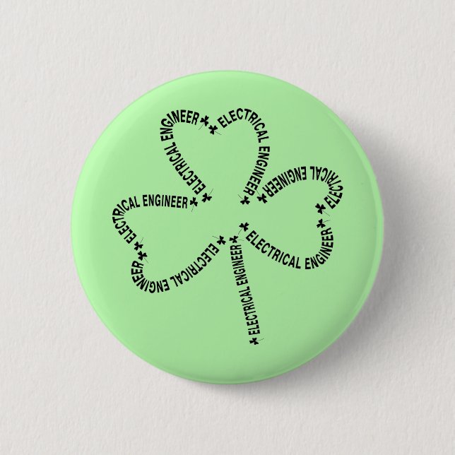 Electrical Engineer Text Shamrock 2 Inch Round Button (Front)