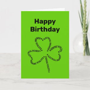 Electrical Engineer Text Shamrock  Birthday Card