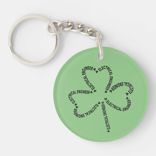Electrical Engineer Text Shamrock Keychain (Front)