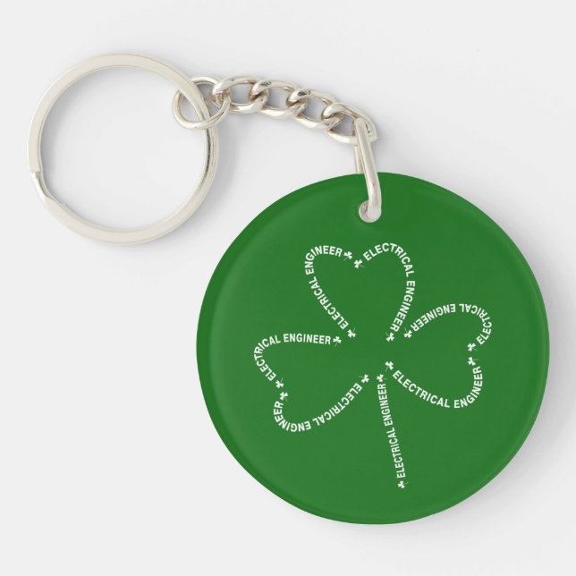Electrical Engineer Text Shamrock Keychain (Front)
