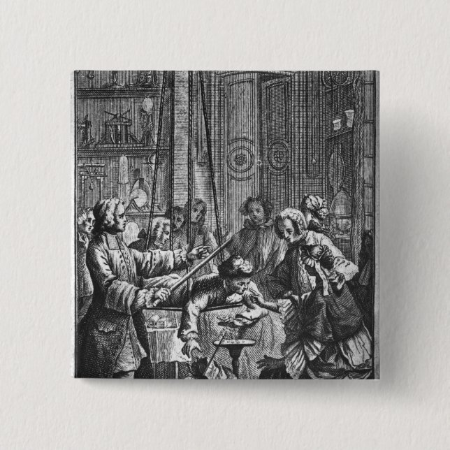 Electrical experiment made on a man 2 inch square button (Front)