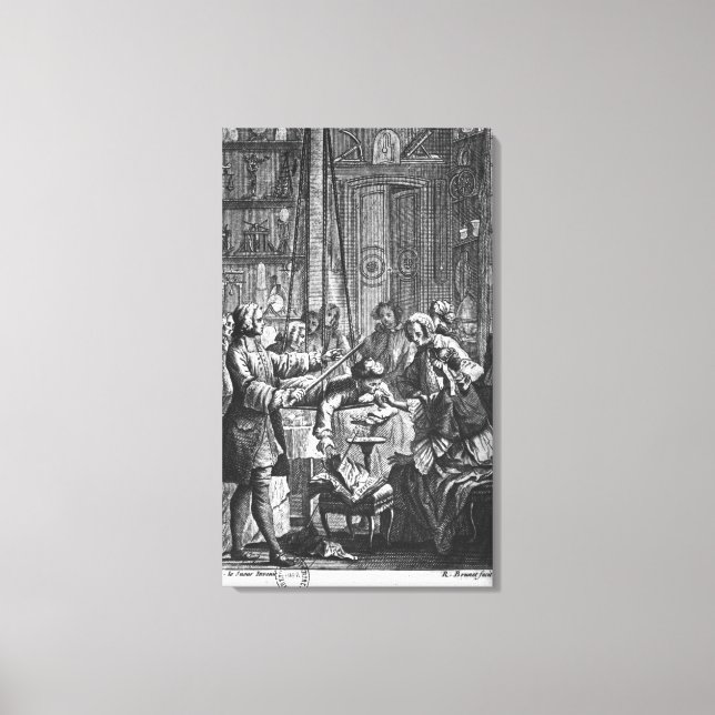 Electrical experiment made on a man canvas print (Front)