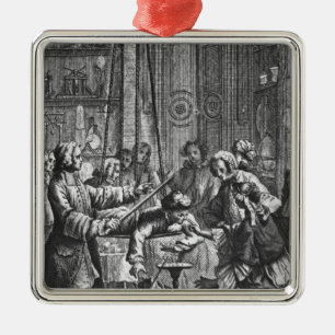 Electrical experiment made on a man metal ornament