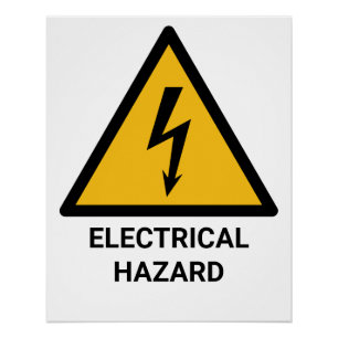 Electrical Hazard Warning, Electric Shock Symbol Poster