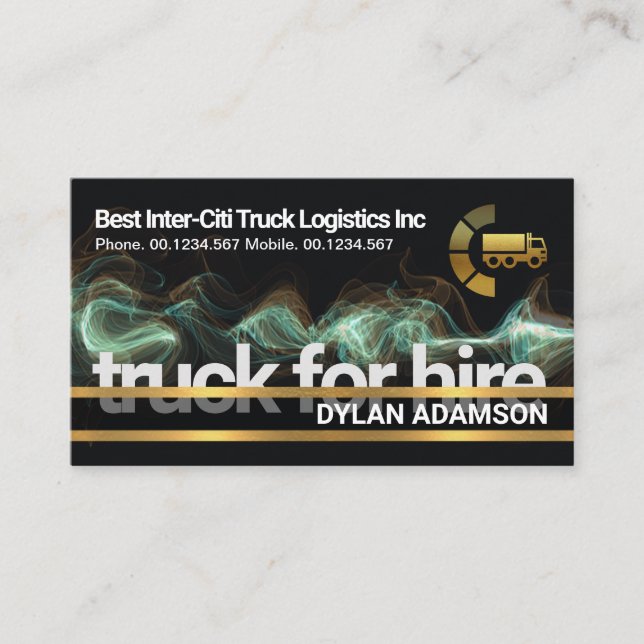 Electrical Lightning Gold Line Box Truck Driver Business Card (Front)