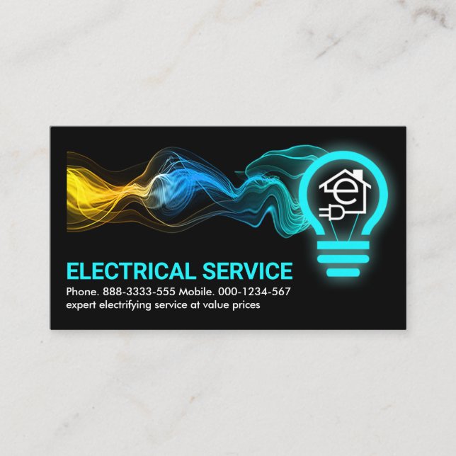 Electrical Lightning Powers Bulb Business Card (Front)
