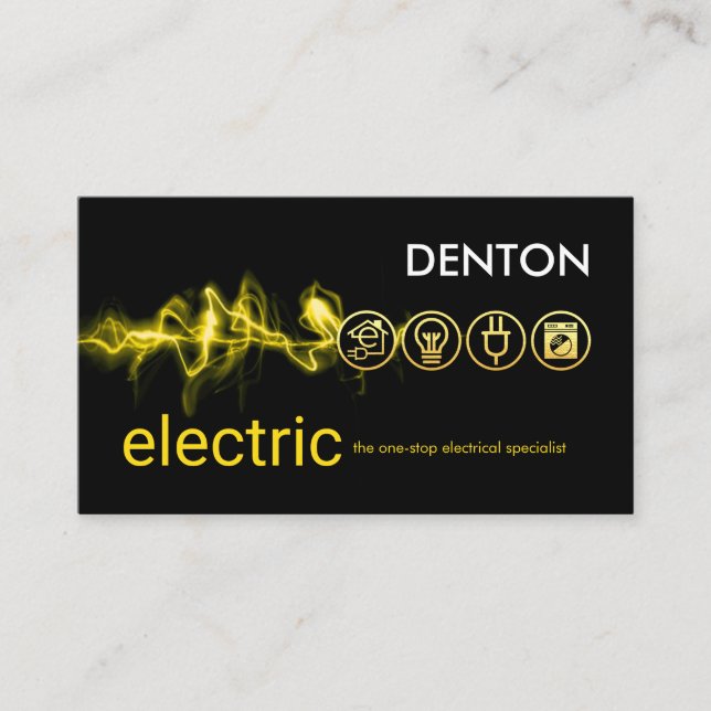 Electrical Lightning Powers Electric Icons Business Card (Front)