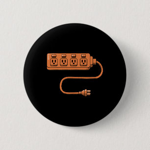 Electrical Outlet Plug And Socket Couples Hallowee 2 Inch Round Button