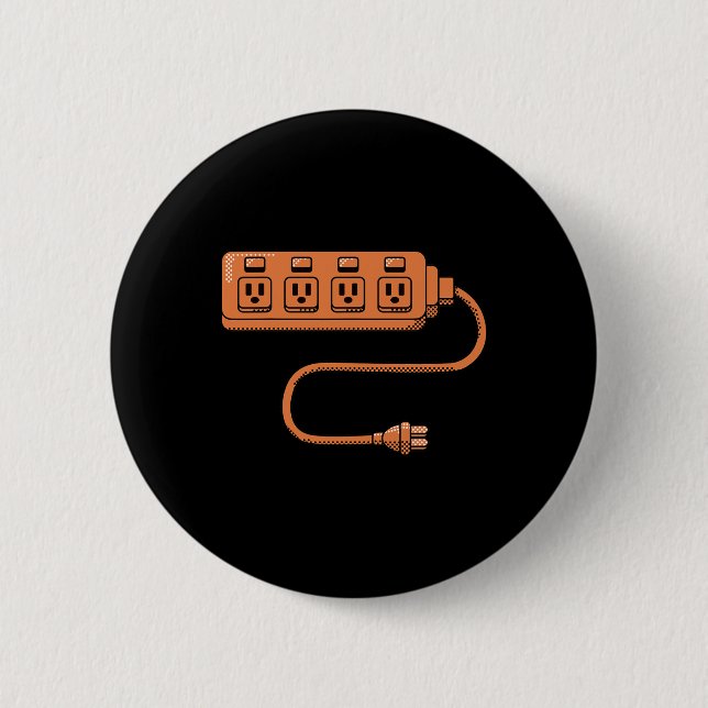 Electrical Outlet Plug And Socket Couples Hallowee 2 Inch Round Button (Front)