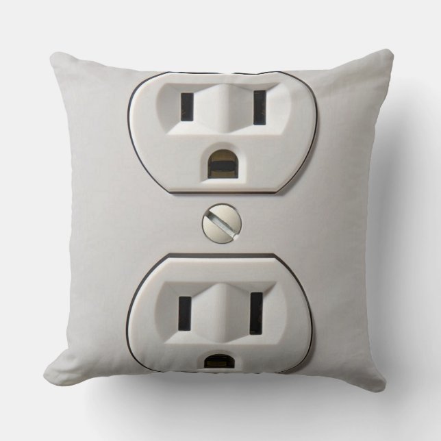 Electrical Outlet Plug-in Throw Pillow (Front)