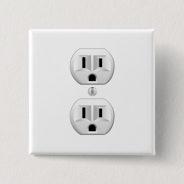 Electrical Plug Click to Customize Colour Decor 2 Inch Square Button (Front)