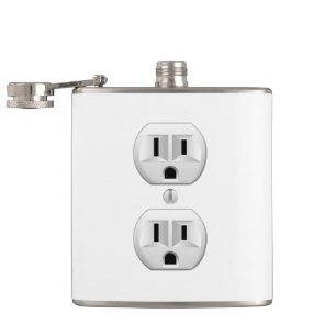 Electrical Plug Click to Customize Colour Decor Hip Flask