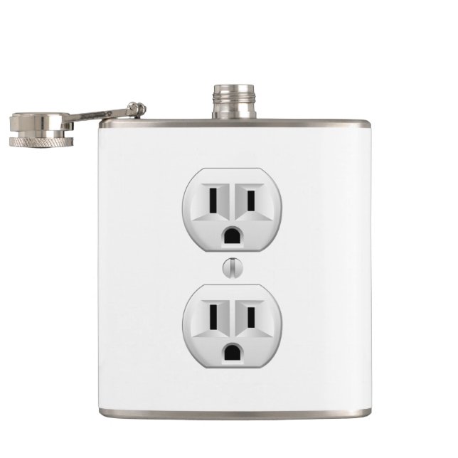 Electrical Plug Click to Customize Colour Decor Hip Flask (Opened)