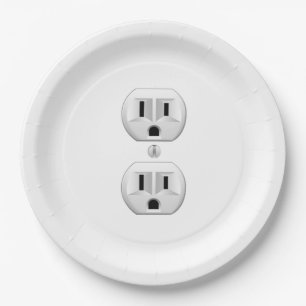 Electrical Plug Click to Customize Colour Decor Paper Plate