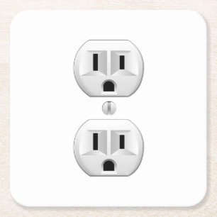 Electrical Plug Click to Customize Colour Decor Square Paper Coaster