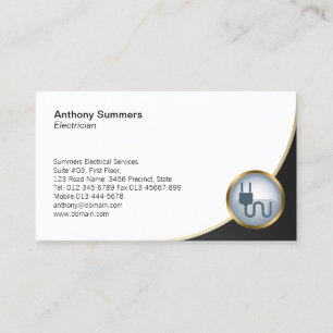 Electrical Plug Icon Electrician Business Card