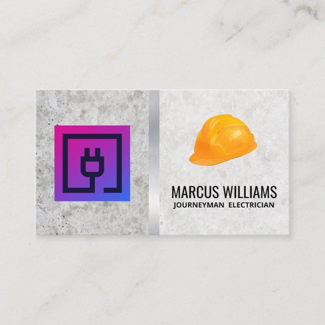 Electrical Plug Icon | Hardhat Business Card (Front)