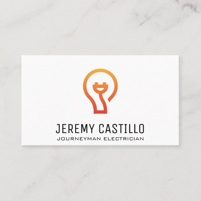 Electrical Plug Light Bulb | Electrician Logo Business Card (Front)