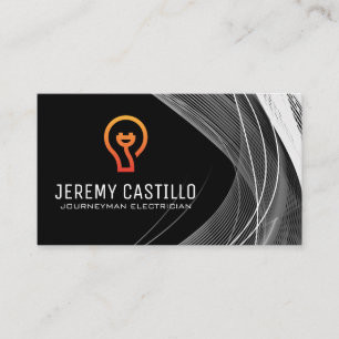 Electrical Plug Light Bulb Logo   Abstract Strands Business Card