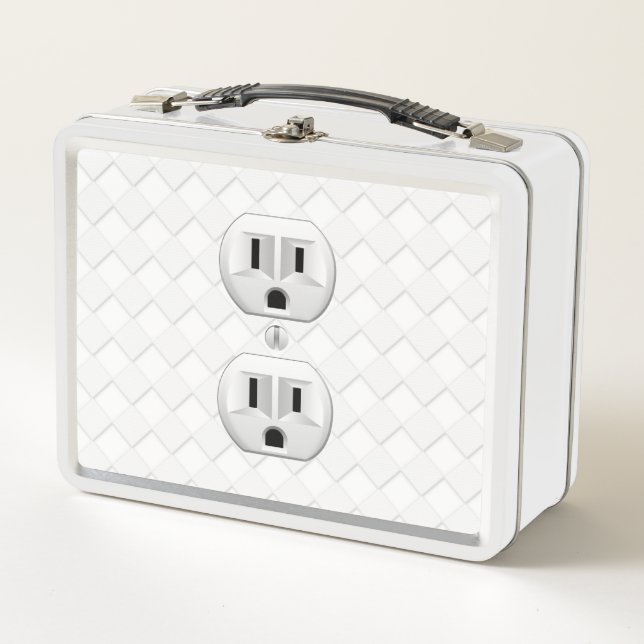 Electrical Plug Wall Outlet Fun Customize This Metal Lunch Box (Front)