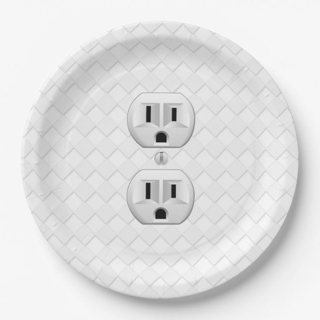 Electrical Plug Wall Outlet Fun Customize This Paper Plate (Front)
