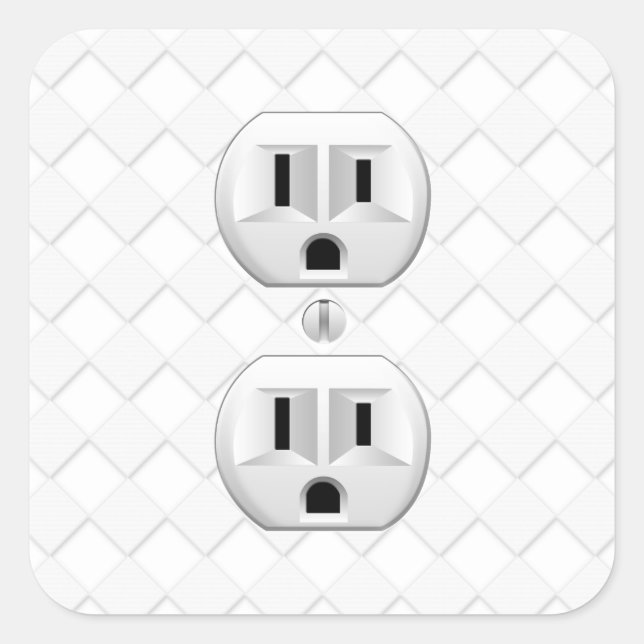 Electrical Plug Wall Outlet Fun Customize This Square Sticker (Front)