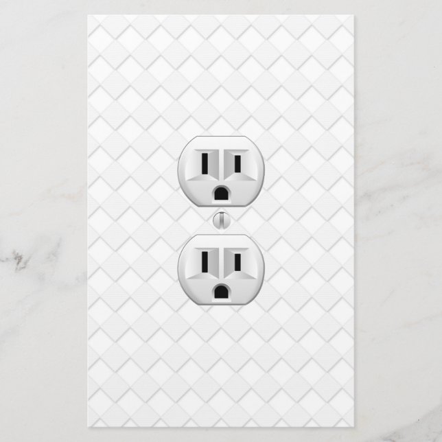 Electrical Plug Wall Outlet Fun Customize This Stationery (Front)