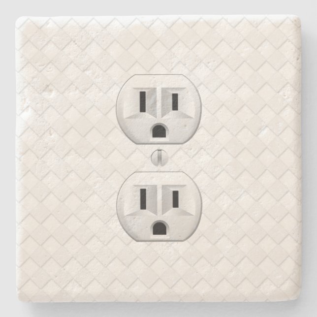 Electrical Plug Wall Outlet Fun Customize This Stone Coaster (Front)