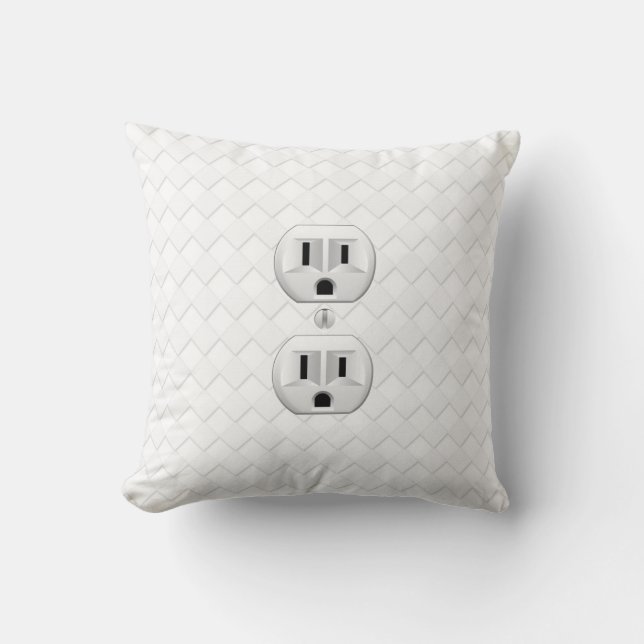 Electrical Plug Wall Outlet Fun Customize This Throw Pillow (Front)