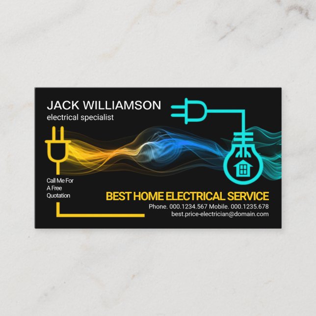 Electrical Power Supply Luminous Lightning Business Card (Front)