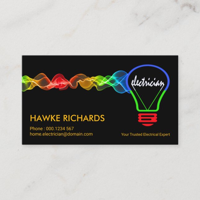 Electrical Pulse Charging Colourful Light Bulb Business Card (Front)