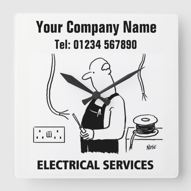 Electrical Services Cartoon Clock (Front)