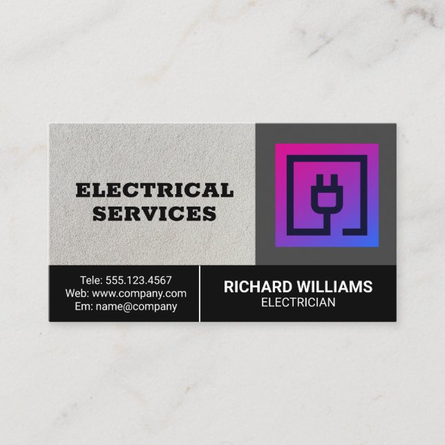 Electrical Services | Electric Plug Icon Business Card (Front)