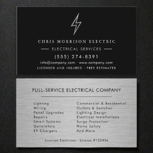 Electrical Services Electrician Silver Metallic Business Card